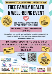 Barking and Dagenham health and wellbeing event poster